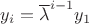 $y_i=\overline{\lambda}^{i-1}y_1$