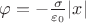 $\varphi = -\frac{\sigma}{\varepsilon_0}|x|$