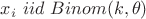 $x_i~iid~Binom(k,\theta)$
