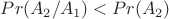 $Pr(A_2/A_1)<Pr(A_2)$