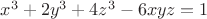 $x^3+2y^3+4z^3-6xyz=1$