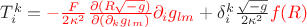 $T_i^k={\color{red}-\frac{F}{2\kappa^2}\frac{\partial(R\sqrt{-g})}{\partial(\partial_kg_{lm})}\partial_ig_{lm}}+\delta_i^k\frac{\sqrt{-g}}{2\kappa^2}{\color{red}f(R)}$