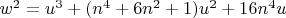 $w^2=u^3+(n^4+6n^2+1)u^2+16n^4{u}$
