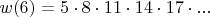 $w(6)=5\cdot 8\cdot 11\cdot 14\cdot 17\cdot ...$
