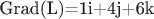 Grad(L)=1i+4j+6k