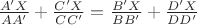 $\frac{A'X}{AA'}+\frac{C'X}{CC'}=\frac{B'X}{BB'}+\frac{D'X}{DD'}$ $\frac{A'X}{AA'}+\frac{C'X}{CC'}=\frac{B'X}{BB'}+\frac{D'X}{DD'}$