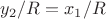 $y_2/R=x_1/R$