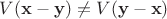 $V(\mathbf x-\mathbf y)\neq V (\mathbf y-\mathbf x)$ $V(\mathbf x-\mathbf y)\neq V (\mathbf y-\mathbf x)$