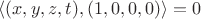 $\langle (x,y,z,t), (1,0,0,0) \rangle=0$