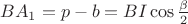 $BA_1=p-b=BI\cos\frac{\beta}2$