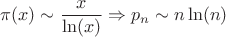 $$\pi(x) \sim \frac{x}{\ln(x)} \Rightarrow p_n \sim n \ln(n)$$