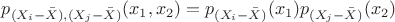 $p_{(X_i-\bar X),(X_j-\bar X)}(x_1,x_2)=p_{(X_i-\bar X)}(x_1)p_{(X_j-\bar X)}(x_2)$