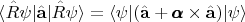 $$\langle\hat{R}\psi |\hat{\mathbf{a}}|\hat{R}\psi\rangle = \langle \psi |(\hat{\mathbf{a}} + \pmb{\alpha}\times\hat{\mathbf{a}})|\psi \rangle $$