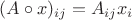$(A \circ x)_{ij}=A_{ij} x_i$