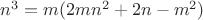 $n^3=m(2mn^2+2n-m^2)$
