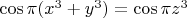 $\cos\pi(x^3+y^3)=\cos\pi z^3$