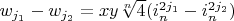 $w_{j_1}-w_{j_2}=x y \sqrt[n]{4} (i_n^{2 j_1}-i_n^{2 j_2})$