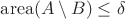 $\mathrm{area}(A \setminus B) \leq \delta$ $\mathrm{area}(A \setminus B) \leq \delta$