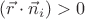 $(\vec r\cdot\vec n_i)>0$ $(\vec r\cdot\vec n_i)>0$