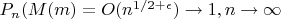 $P_n(M(m)=O(n^{1/2+\epsilon}) \to1, n \to \infty$
