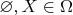 $\varnothing, X \in \Omega$
