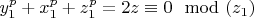$y_1^p + x_1^p +z_1^p=2z \equiv 0 \mod (z_1)$