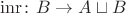 $\mathrm{inr}\colon B\to A\sqcup B$