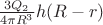 $\frac{3Q_2}{4\pi R^3}h(R-r)$