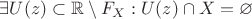 $\exists U(z) \subset \mathbb{R} \setminus F_X: U(z) \cap X = \varnothing$ $\exists U(z) \subset \mathbb{R} \setminus F_X: U(z) \cap X = \varnothing$