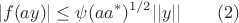 $$|f(ay)|\leq\psi(aa^*)^{1/2}||y||\qquad(2)$$