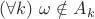 $(\forall k)\ \omega\notin A_k$ $(\forall k)\ \omega\notin A_k$
