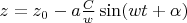 $z=z_0-a \frac{C}{w} \sin(w t+\alpha)$