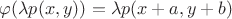 $\varphi (\lambda p(x,y))=\lambda p(x+a,y+b)$