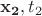 $\bold{x_2}, t_2$