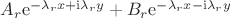 $A_r\mathrm{e}^{-\lambda_rx+\mathrm{i}\lambda_ry}+B_r\mathrm{e}^{-\lambda_rx-\mathrm{i}\lambda_ry}$