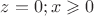 $z=0; x\geqslant 0$