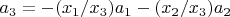 $a_3=-(x_1/x_3)a_1-(x_2/x_3)a_2$