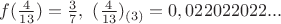 $f(\frac{4}{13})=\frac{3}{7}, \ (\frac{4}{13})_{(3)}=0,022022022...$