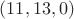 $(11,13,0)$