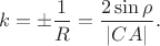 $$
k=\pm\frac1R=\frac{2\sin\rho}{|CA|}.$$