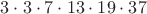 $3\cdot3\cdot7\cdot13\cdot19\cdot37$