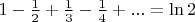 $1- \frac12 + \frac13 - \frac14 + ... = \ln 2$