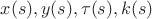 $x(s),y(s),\tau(s),k(s)$