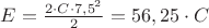 $E = \frac{2\cdot C\cdot{7,5}^2}{2} = 56,25\cdot C$