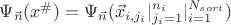 $\Psi_{\vec n}(x^{\#})=\Psi_{\vec n}(\vec x_{i,j_i}|_{j_i=1}^{n_i}|_{i=1}^{N_{sort}})$