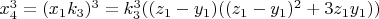 $x_4^3=(x_1k_3)^3=k_3^3((z_1-y_1)((z_1-y_1)^2+3z_1y_1))$