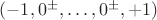 $(-1, 0^\pm, \ldots, 0^\pm, +1)$