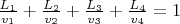 $\frac{L_1}{v_1}+\frac{L_2}{v_2}+\frac{L_3}{v_3}+\frac{L_4}{v_4} = 1$