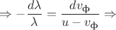 $\Rightarrow -\dfrac{d\lambda}{\lambda}=\dfrac{dv_\text{ф}}{u-v_\text{ф}}\Rightarrow$