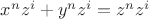 $x^n z^i + y^n z^i = z^n z^i$